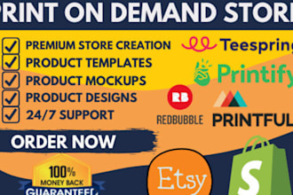 setup shopify etsy print on demand store or website using printify
