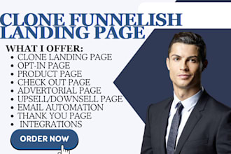 clone your funnelish landing page, product page and checkout page
