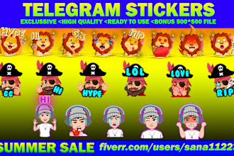 create unique stickers for twitch, telegram, tiktok, for subsribers