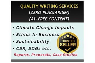 do climate change, sustainability, csr, ethics, and conservation tasks
