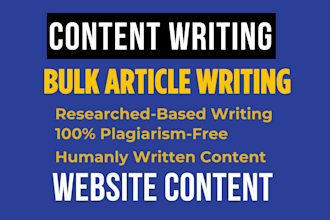 write SEO article, content writing, blog post and bulk writing