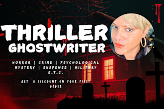 ghostwrite your thriller novel or mystery ebooks