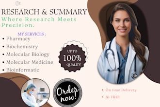 help you in research summary in pharmacy, biochemistry