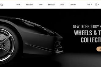 design profitable auto part website tyre store wheels car part shopify store