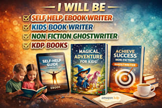 be self help ebook writer, kids book writer, non fiction ghostwriter, kdp books