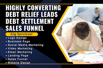 debt settlement leads debt relief landing page debt consolidation leads