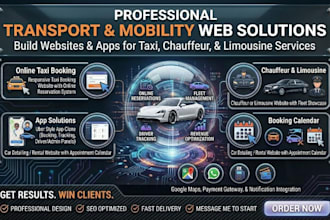 build taxi booking website, chauffeur website, limousine website, taxi app