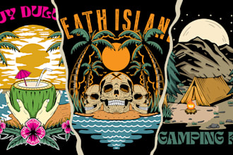 design custom vintage tshirt illustration for clothing