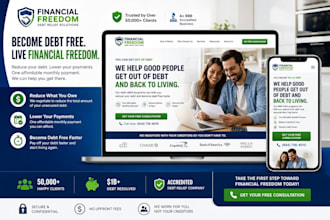 design debt relief website debt settlement website  debt relief landing page