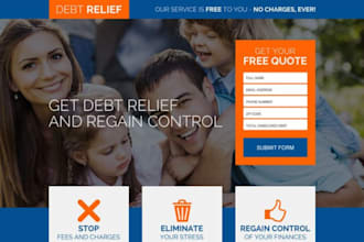 design debt relief website debt settlement website  debt relief landing page