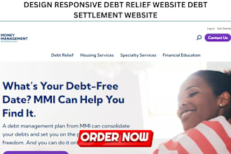 design debt relief website debt settlement website  debt relief landing page