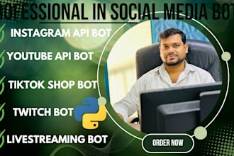 create automated tiktok bot, live streaming bot, instagram api bot, youtube bot