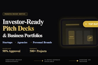 create startup business portfolios, company profiles, pitch decks for your brand