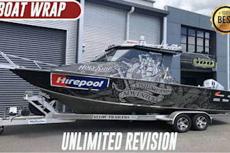 create high level boat wrap design ,truck wrap,