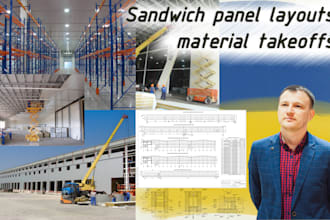 create detailed sandwich panel layouts and material takeoffs
