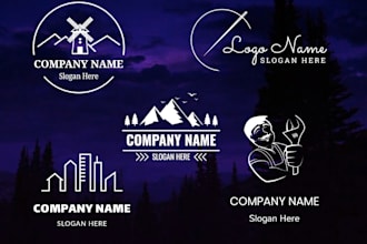 create modern line art text or badge logo design