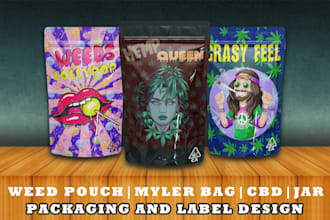 expert unique weed pouches, mylar bags, cbd labels, cannabis packaging design