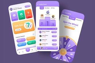 develop puzzle game, or quiz gamification app, reward with reward system