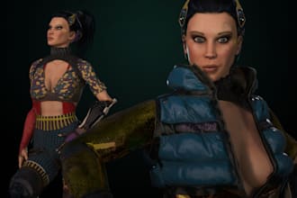 model 3d organic midpoly character,3danimation character,reduce topology,ue5 rig