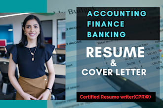 write finance banking accounting resume and cover letter within 12 hours