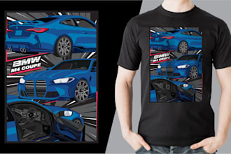 draw vector illustrations of automotive for tshirt design