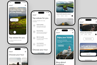 design travel ui, agency, tour, booking mobile ui and website in figma