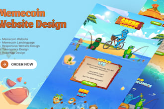 design meme coin website, crypto landing page,  meme token, crypto website, gif