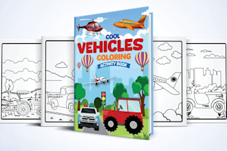 design adults and kids coloring book pages for KDP