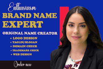 create catchy business name, brand name, product name, tagline and logo