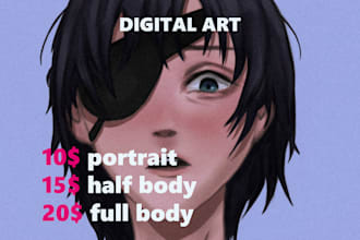 a digital art portrait in semi realistic or anime style