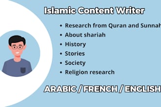 write islamic content in arabic, french and english