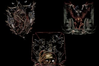death metal, trash metal cover artwork, merch design artwork