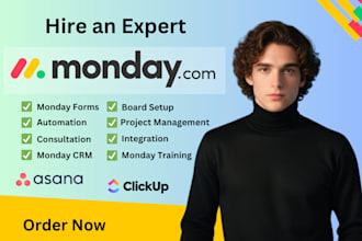 setup and automate monday crm clickup notion asana, hubspot, pipedrive crm