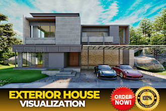 do architecture 3d house exterior modeling , visualization with realistic render