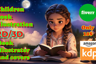 children story book illustration, children book cover, story book illustrations