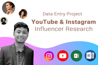 research instagram and youtube influencers for your project