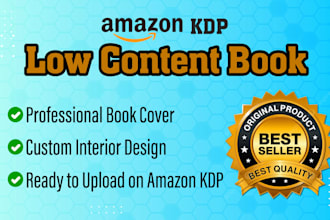 design custom low content book cover and interior for amazon KDP