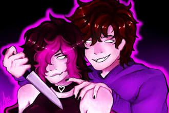 draw anime illustration, original and roblox characters in my style