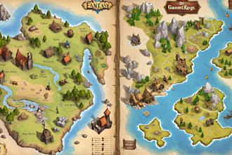 do map, game map, for your fantasy rpg game, 3d game assets, props, environment