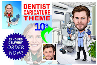 draw your face from photo on this dentist caricature theme