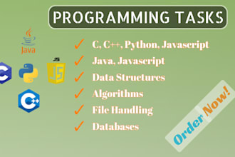 do c, cpp, java, python and javascript programming tasks and projects