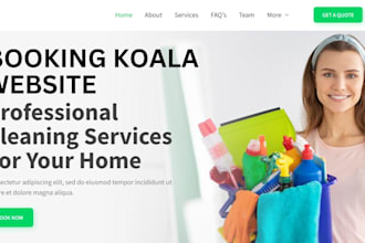 cleaning service website with booking koala, booking koala website, bookingkoala