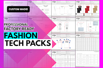 create professional fashion technical sketch and tech packs