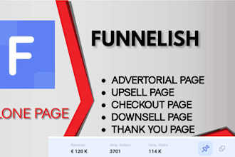 design and clone funnelish product landing page