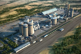 realistic 3d model of a factory for industrial design