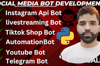 create automated tiktok bot, live streaming bot, instagram api bot, youtube bot
