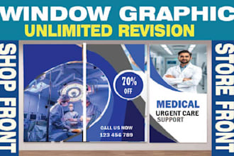 do creative shop front, storefront, signboard, window graphic signage,
