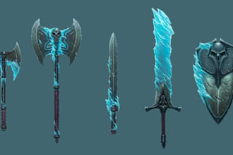 do 3d model stylized weapons and assets for videogames