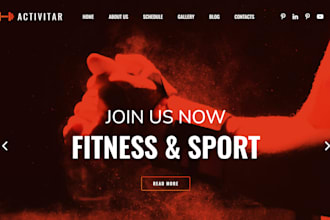 gym, fitness, sports, workout react js website within 24 hrs
