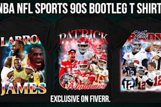 make 90s bootleg rap nba nfl t shirt design